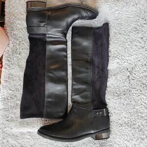 Cole Haan Women's Adler Leather Suede Tall Pull On Riding‎ Boots Size 7.5B Black